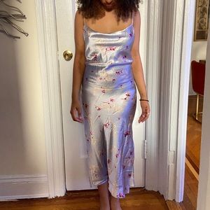 Floral silver backless dress